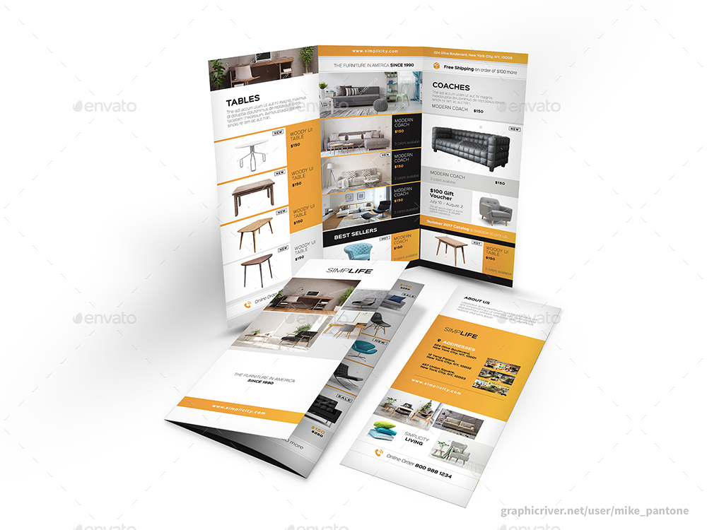 Furniture Store Trifold Brochure 3, Print Templates GraphicRiver